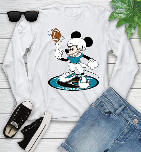 NFL Football Jacksonville Jaguars Cheerful Mickey Disney Shirt Youth Long Sleeve 2