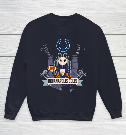 NFL Indianapolis Colts Football Jack Skellington Halloween Youth Sweatshirt 2