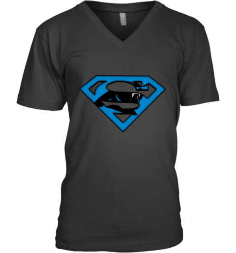We Are Undefeatable The Carolina Panthers x Superman NFL V-Neck T-Shirt