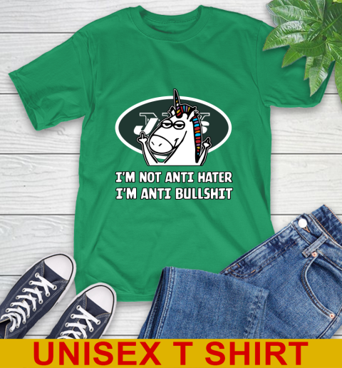 New York Jets NFL Football Unicorn I'm Not Anti Hater I'm Anti Bullshit T-Shirt 7