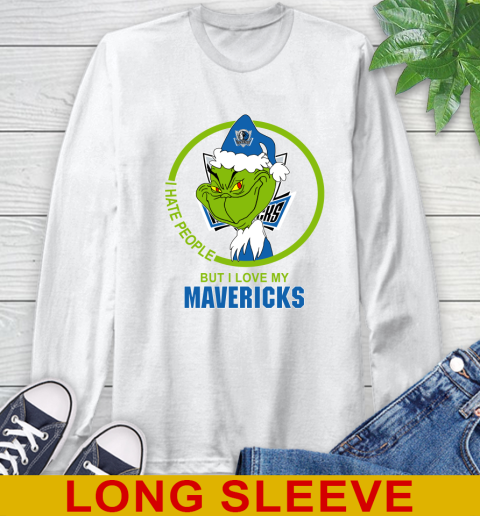 Dallas Mavericks NBA Christmas Grinch I Hate People But I Love My Favorite Basketball Team Long Sleeve T-Shirt