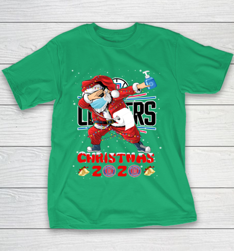 LA Clippers Funny Santa Claus Dabbing Christmas 2020 NBA Youth T-Shirt 3