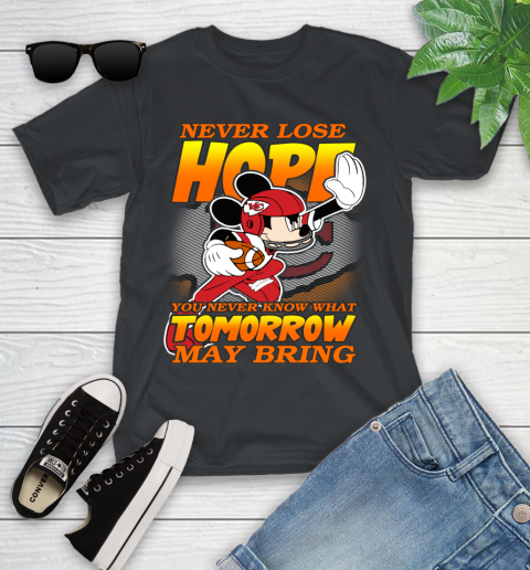 Kansas City Chiefs NFL Football Mickey Disney Never Lose Hope Youth T-Shirt