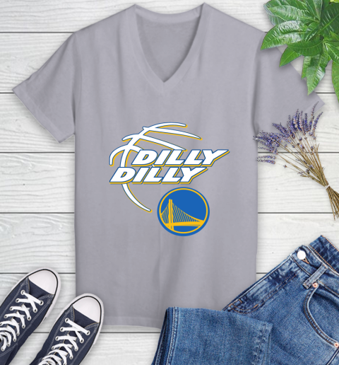 NBA Golden State Warriors Dilly Dilly Basketball Sports Women's V-Neck T-Shirt 4
