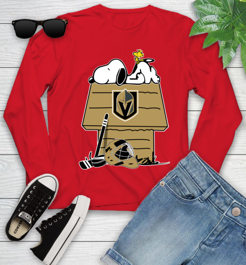 Vegas Golden Knights NHL Hockey Snoopy Woodstock The Peanuts Movie Youth Long Sleeve 11