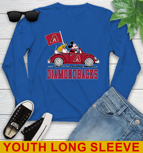 MLB Baseball Arizona Diamondbacks Pluto Mickey Driving Disney Shirt Youth Long Sleeve 10
