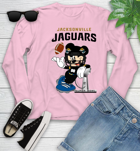 NFL Jacksonville Jaguars Mickey Mouse Disney Super Bowl Football T Shirt Youth Long Sleeve 10