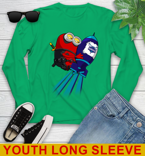 NBA Basketball Charlotte Hornets Deadpool Minion Marvel Shirt Youth Long Sleeve 7