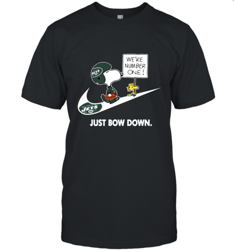 New York Jets Are Number One – Just Bow Down Snoopy Unisex Jersey Tee