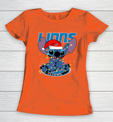 Detroit Lions NFL Football noel stitch Christmas Women's T-Shirt 2