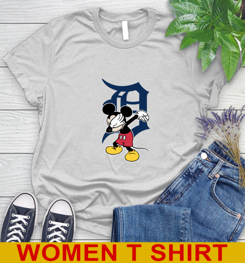 Detroit Tigers MLB Baseball Dabbing Mickey Disney Sports Women's T-Shirt