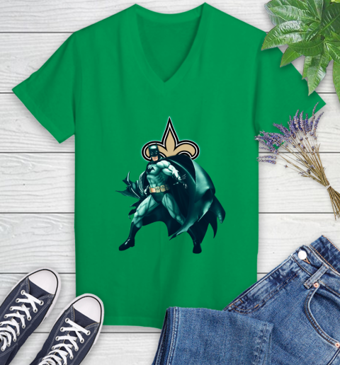 NFL Batman Football Sports New Orleans Saints Women's V-Neck T-Shirt 5