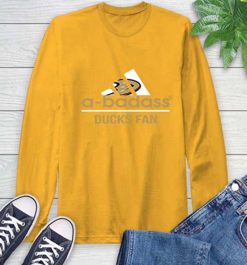 NHL A Badass Anaheim Ducks Fan Adidas Hockey Sports Long Sleeve T-Shirt 2