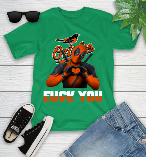 MLB Baltimore Orioles Deadpool Love You Fuck You Baseball Sports Youth T-Shirt 8