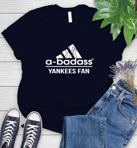 MLB A Badass New York Yankees Fan Adidas Baseball Sports Women's T-Shirt 2