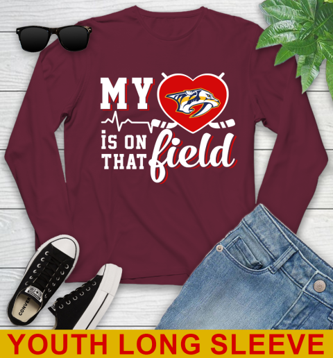 NHL My Heart Is On That Field Hockey Sports Nashville Predators Youth Long Sleeve 6