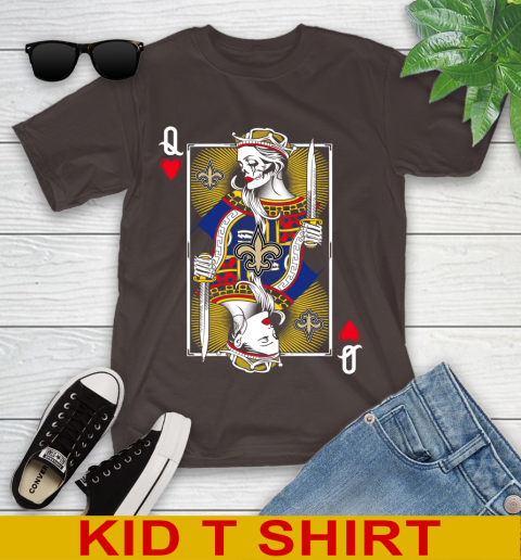 NFL Football New Orleans Saints The Queen Of Hearts Card Shirt Youth T-Shirt 6