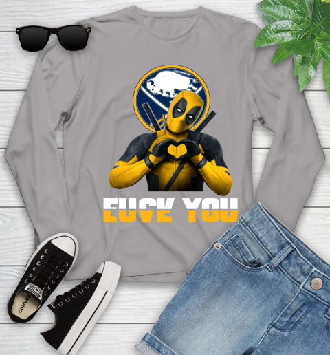 NHL Buffalo Sabres Deadpool Love You Fuck You Hockey Sports Youth Long Sleeve 5