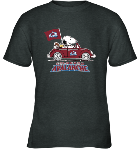 Snoopy And Woodstock Ride The Colorado Avalanche Car NHL Youth T-Shirt
