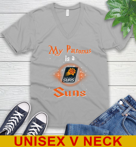 NBA Basketball Harry Potter My Patronus Is A Phoenix Suns V-Neck T-Shirt 3
