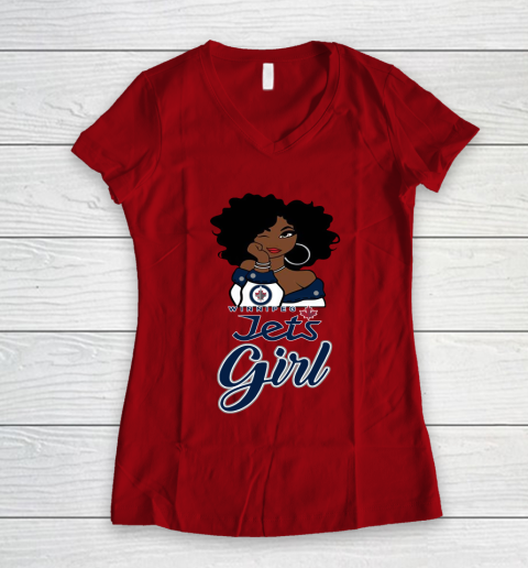 Winnipeg Jets Girl NHL Women's V-Neck T-Shirt 10
