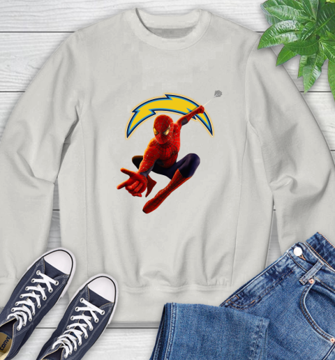 NFL Spider Man Avengers Endgame Football Los Angeles Chargers Sweatshirt 13 NFL Spider Man Avengers Endgame Football Los Angeles Chargers Sweatshirt - Image 13