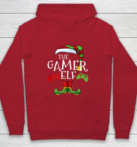 Gamer Elf Family Matching Christmas Funny Gaming Pajama Youth Hoodie 7