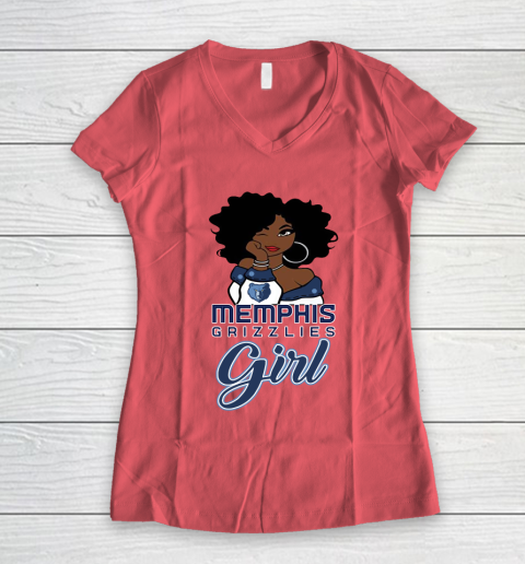 Memphis Grizzlies Girl NBA Women's V-Neck T-Shirt 6