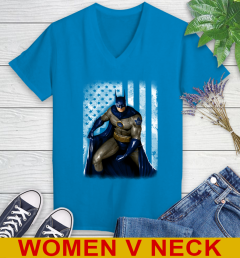 Toronto Maple Leafs NHL Hockey Batman DC American Flag Shirt Women's V-Neck T-Shirt 7