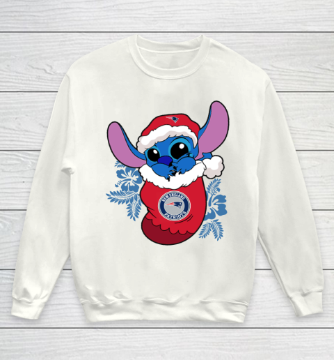 New England Patriots Christmas Stitch In The Sock Funny Disney NFL Youth Sweatshirt 2