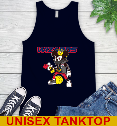 Washington Wizards NBA Basketball Mickey Peace Sign Sports Tank Top 3