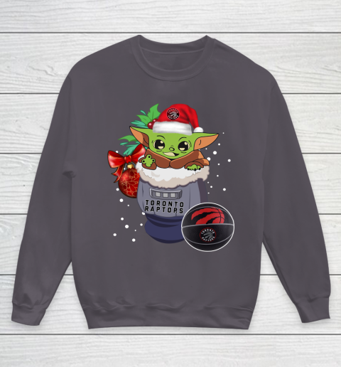Toronto Raptors Christmas Baby Yoda Star Wars Funny Happy NBA Youth Sweatshirt 6