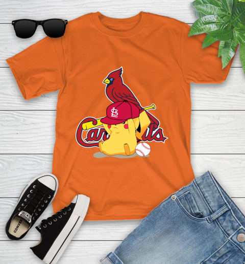 MLB Pikachu Baseball Sports St.Louis Cardinals Youth T-Shirt 7