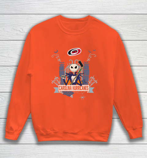 NHL Carolina Hurricanes Hockey Jack Skellington Halloween Sweatshirt 3