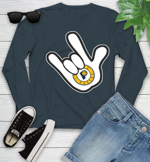 Indiana Pacers NBA Basketball Mickey Rock Hand Disney Youth Long Sleeve 8