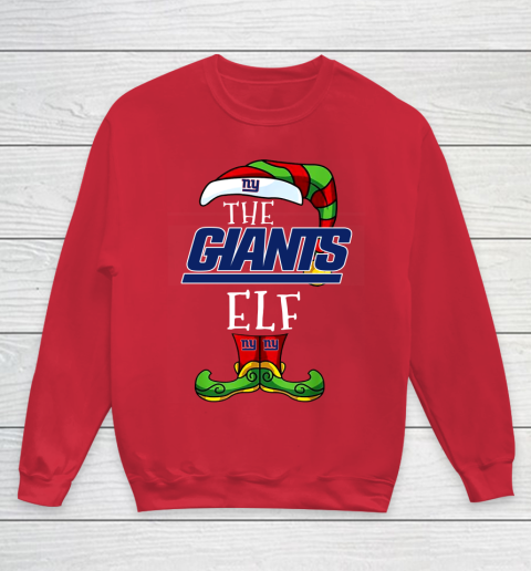 New York Giants Christmas ELF Funny NFL Youth Sweatshirt 7