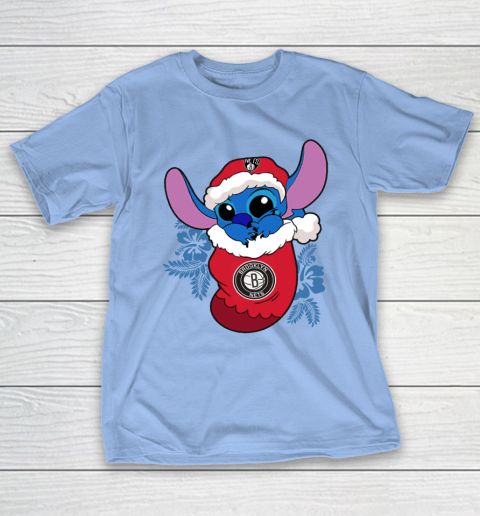 Brooklyn Nets Christmas Stitch In The Sock Funny Disney NBA T-Shirt 11