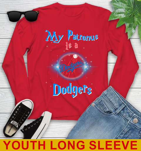 MLB Baseball Harry Potter My Patronus Is A Los Angeles Dodgers Youth Long Sleeve 11