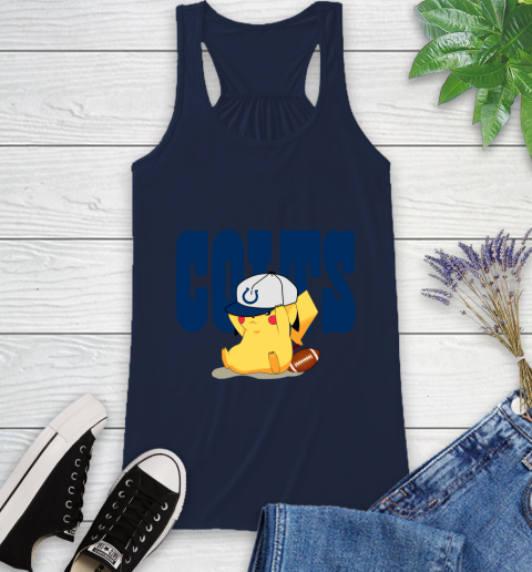 NFL Pikachu Football Sports Indianapolis Colts Racerback Tank 12
