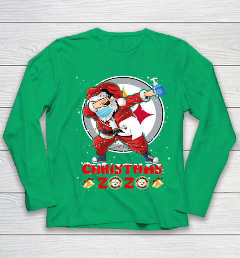 Pittsburgh Steelers Funny Santa Claus Dabbing Christmas 2020 NFL Youth Long Sleeve 4