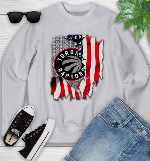 Toronto Raptors NBA Basketball American Flag Youth Sweatshirt 3
