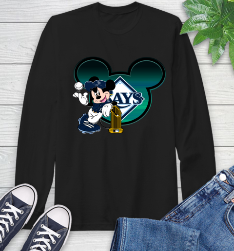 MLB Tampa Bay Rays The Commissioner's Trophy Mickey Mouse Disney Long Sleeve T-Shirt 2