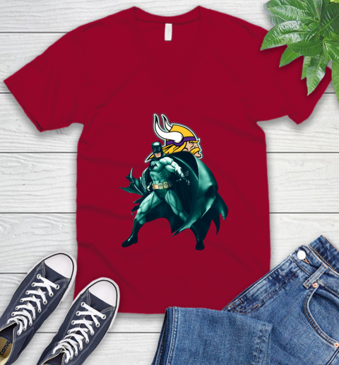 NFL Batman Football Sports Minnesota Vikings V-Neck T-Shirt 8