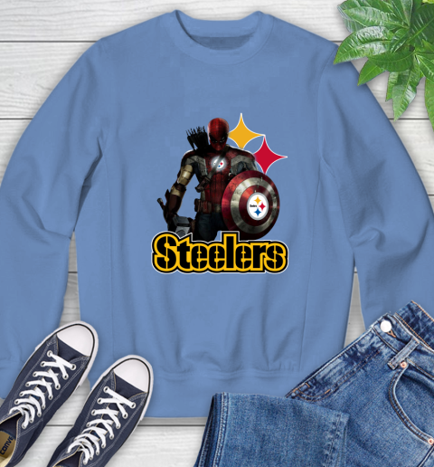 NFL Captain America Thor Spider Man Hawkeye Avengers Endgame Football Pittsburgh Steelers Sweatshirt 11