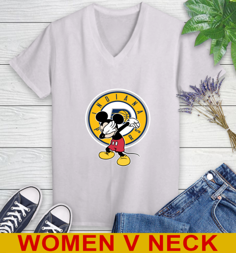 Indiana Pacers NBA Basketball Dabbing Mickey Disney Sports Women's V-Neck T-Shirt
