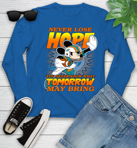 Miami Dolphins NFL Football Mickey Disney Never Lose Hope Youth Long Sleeve 10