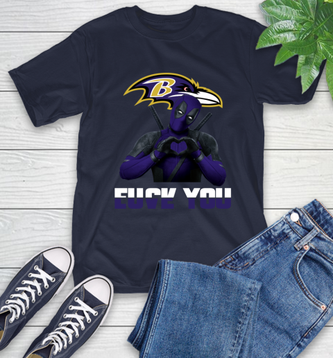NHL Baltimore Ravens Deadpool Love You Fuck You Football Sports T-Shirt 3