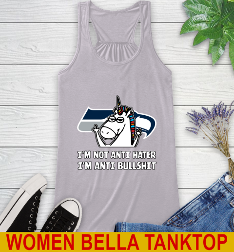 Seattle Seahawks NFL Football Unicorn I'm Not Anti Hater I'm Anti Bullshit Racerback Tank 5