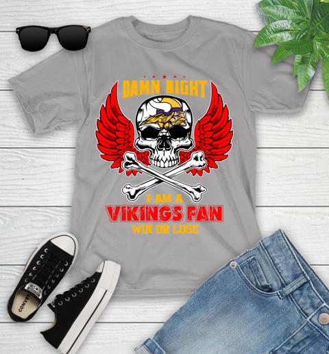 NFL Damn Right I Am A Detroit Lions Win Or Lose Skull Football Sports Youth T-Shirt 4