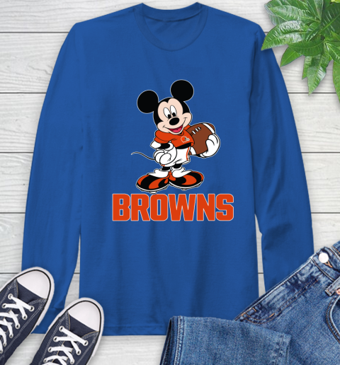 NFL Football Cleveland Browns Cheerful Mickey Mouse Shirt Long Sleeve T-Shirt 10